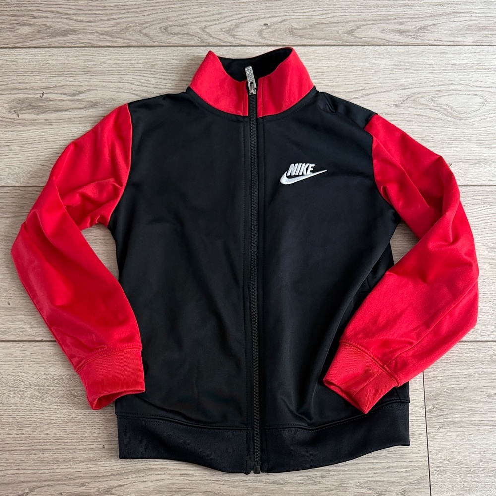 Nike Kids Black track Jacket with Red Sleeves